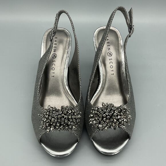 NEW Karen Scott Women’s Breena Slingback Peep-toe Pumps Pewter Size 6M - Picture 3 of 10